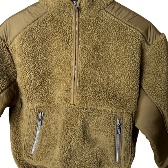 Madewell Faux Shearling Half Zip Pullover Sweater Dried Cedar XS - Picture 3 of 10